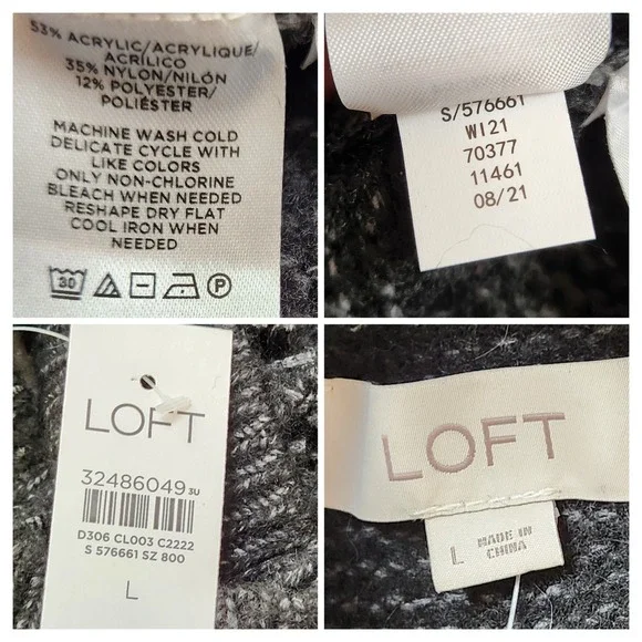 LOFT‎ Mock Neck Fringe Sweater Knit Pullover Textured Sparkle Womens Large L NWT - Picture 5 of 8